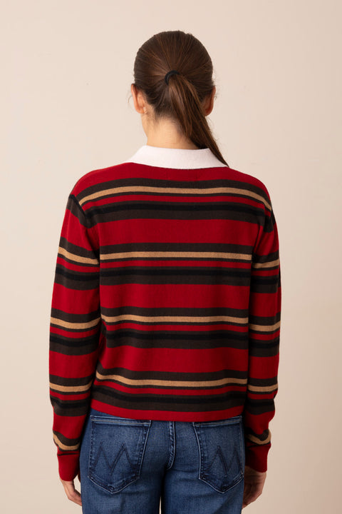 Genser - Cropped Stripe Rugby Ruby Combo