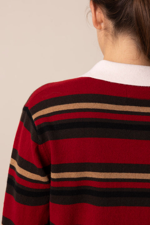 Genser - Cropped Stripe Rugby Ruby Combo
