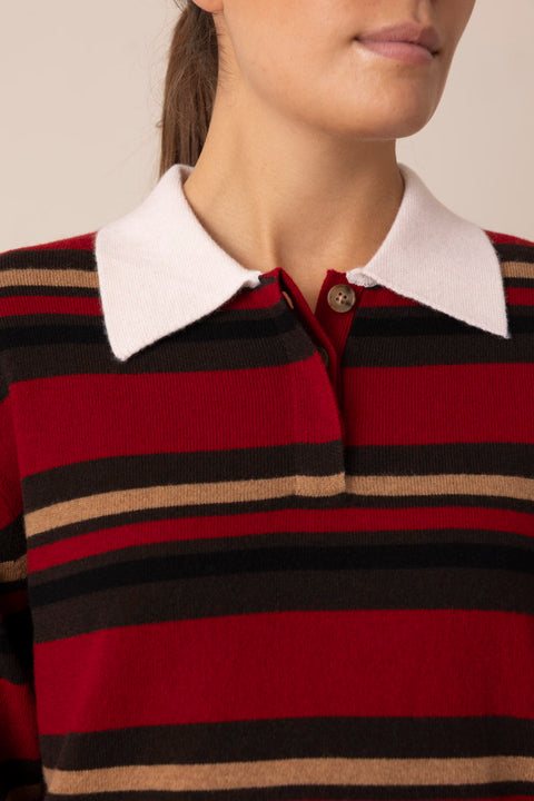 Genser - Cropped Stripe Rugby Ruby Combo
