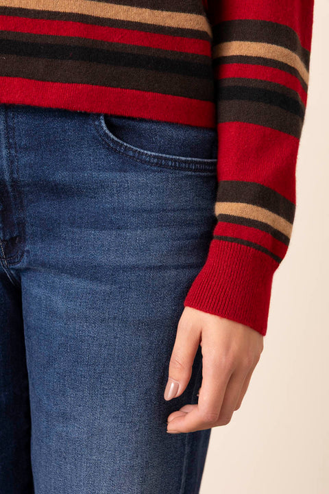Genser - Cropped Stripe Rugby Ruby Combo