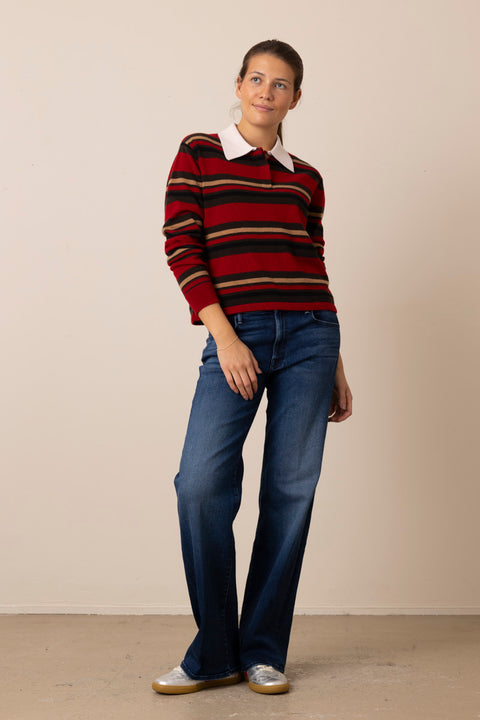 Genser - Cropped Stripe Rugby Ruby Combo