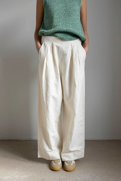 Bukse - Cotton Linen Wide Leg Trousers