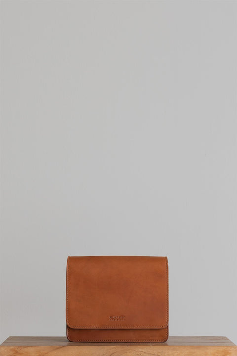 Veske | Audrey Mini Cognac Classic Leather, Checkered Strap