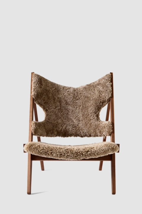 Lenestol | Knitting Lounge Chair, Walnut, Sheepskin Shahara