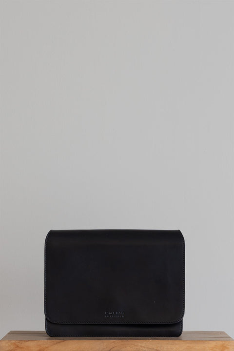 Veske | Audrey Black Classic Leather, Checkered Strap