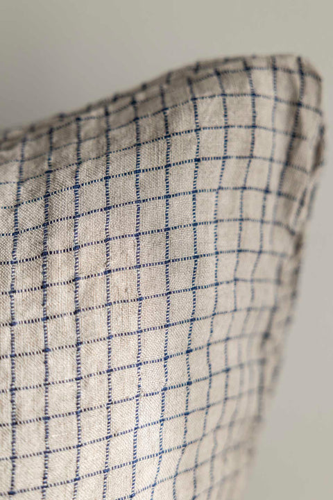 Putetrekk - 50x50cm Flax/Blue Checks