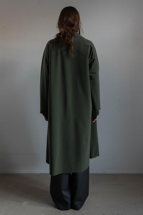 Kåpe | Moss Green Oversized Raglan Coat Scuba