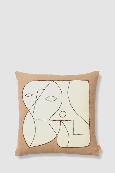 Putetrekk - Figure Cushion Cover 50x50cm Dark Taupe/Off-white
