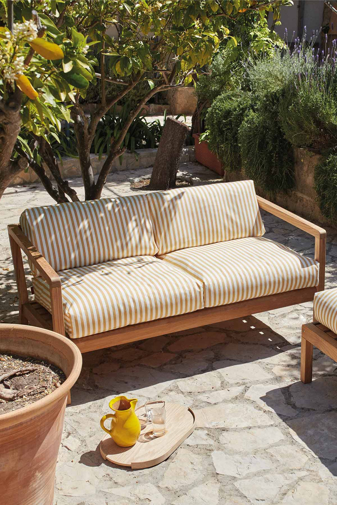 Utesofa Virkelyst 2 Seter Teak Golden Yellow Stripe Bolina utesofa-virkelyst-2-seter-teak-golden-yellow-stripe-bolina