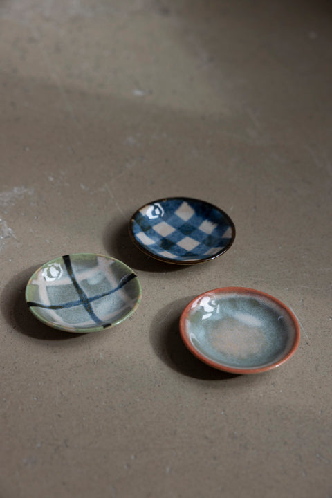 Skål - Japansk Keramikk Dia 9cm Green Tartan