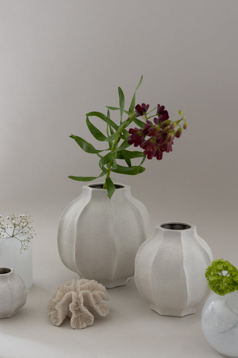 Vase - Struktur H18cm Hvit
