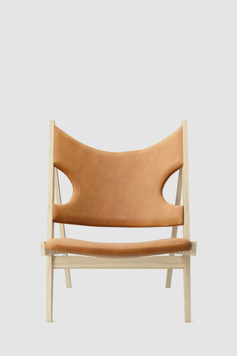 Lenestol | Knitting Lounge Chair, Natural Oak, Dunes Cognac 21000