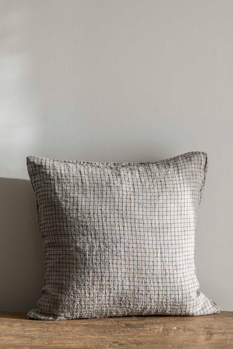 Putetrekk - 50x50cm Flax/Blue Checks