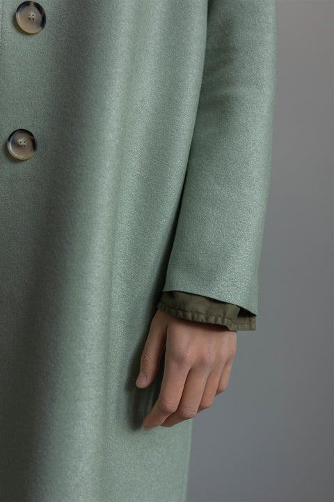 Kåpe | Sage Green Overcoat Light Pressed Wool