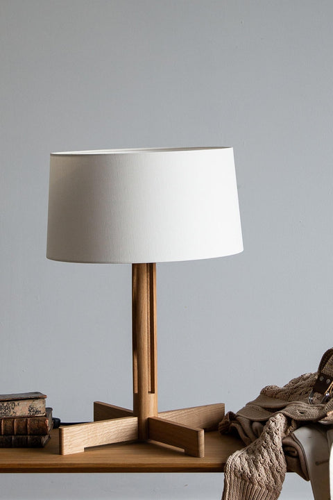 Bordlampe | Fad H61cm Natural Oak/Linen