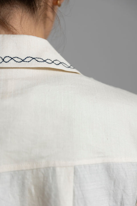 Skjorte - Trailing Flower Hand Embroidered Shirt