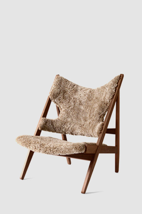 Lenestol | Knitting Lounge Chair, Walnut, Sheepskin Shahara