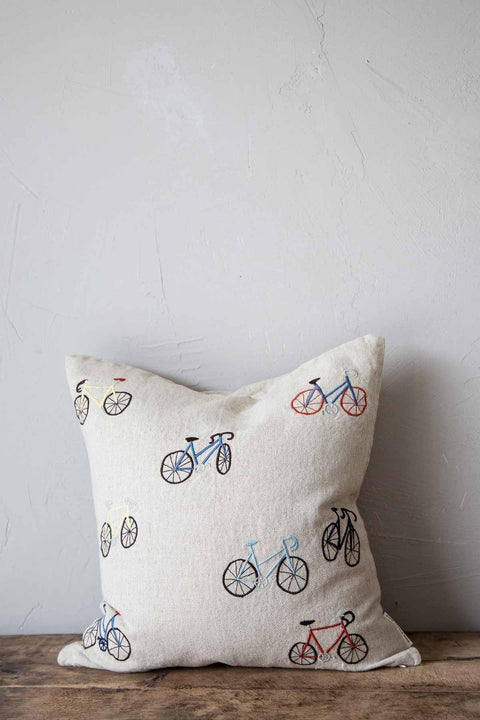 Putetrekk | Bicycles Embroidered 48x48cm