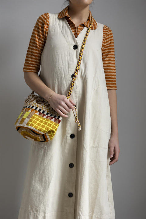 Kjole | Buttoned Cotton Linen Canvas Dress