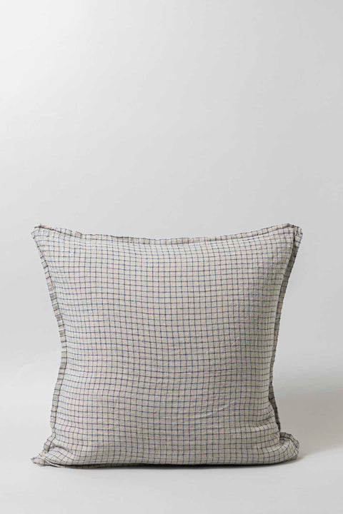 Putetrekk - 50x50cm Flax/Blue Checks