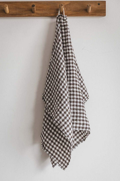 Kjøkkenhåndkle - 55x80cm Brown Gingham