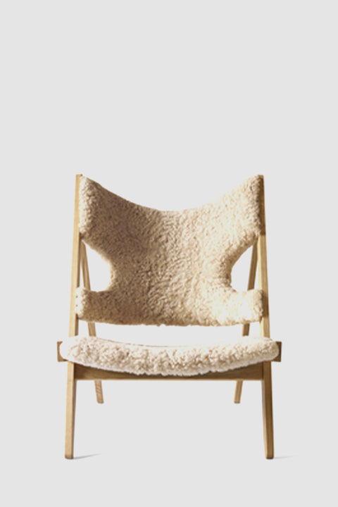 Lenestol | Knitting Lounge Chair, Natural Oak, Sheepskin Natur